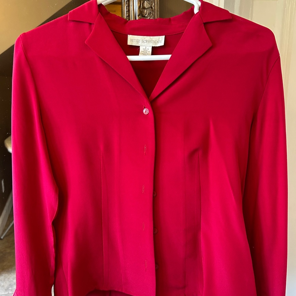 Petite Sophisticate Ruby Red Top